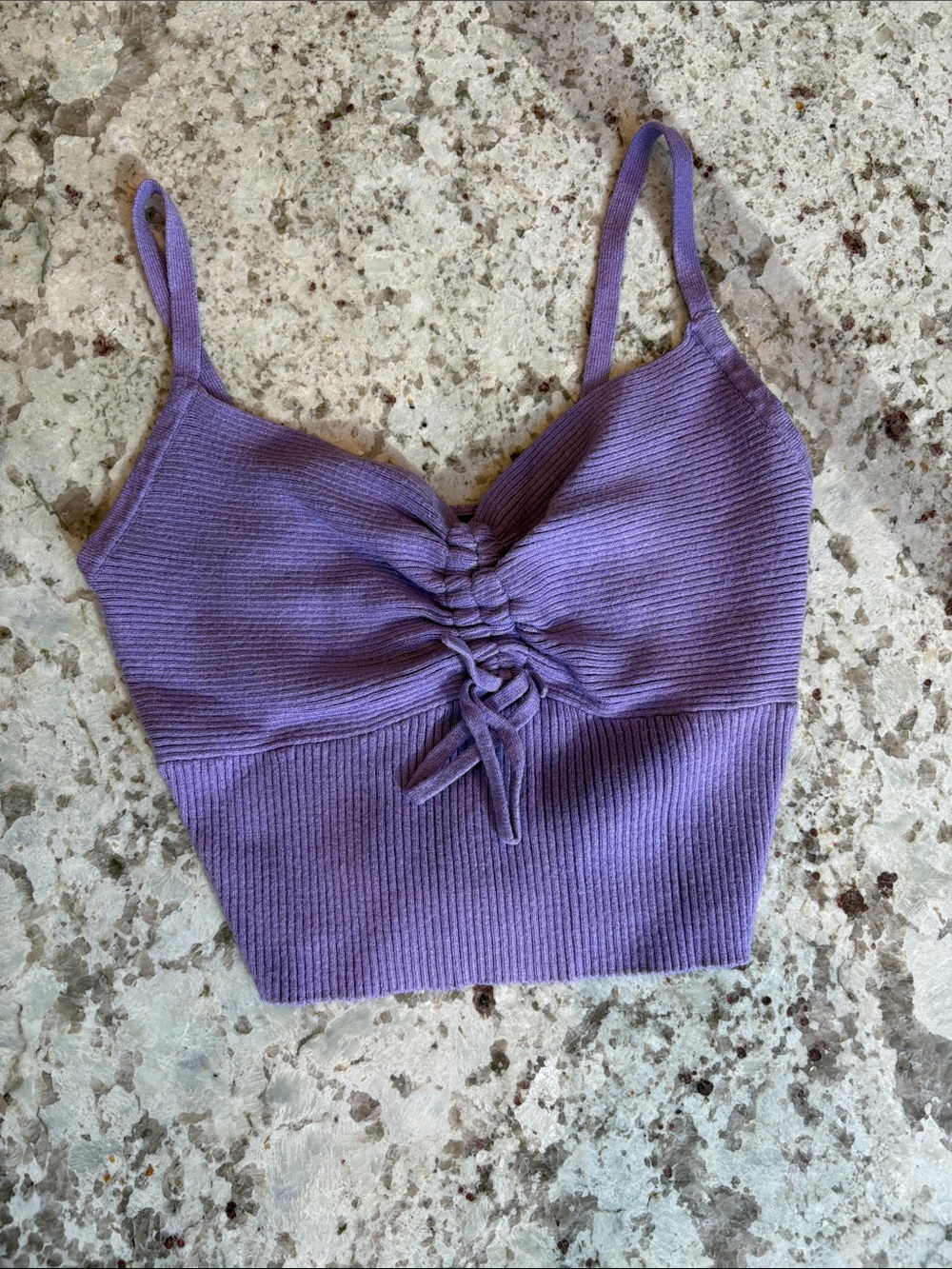 Kendall & Kylie Lavender Ribbed Tie-Front Cami
